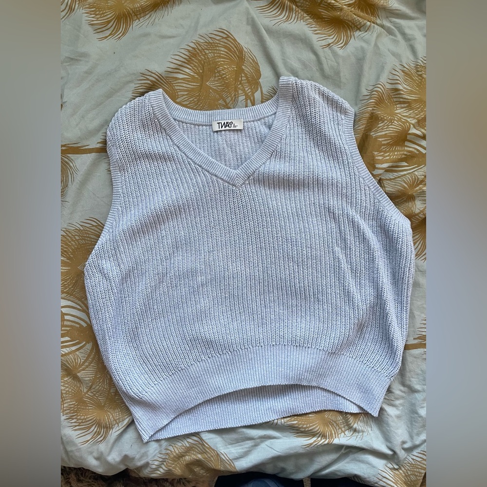 TNA sweater vest steel blue grey S M oversized